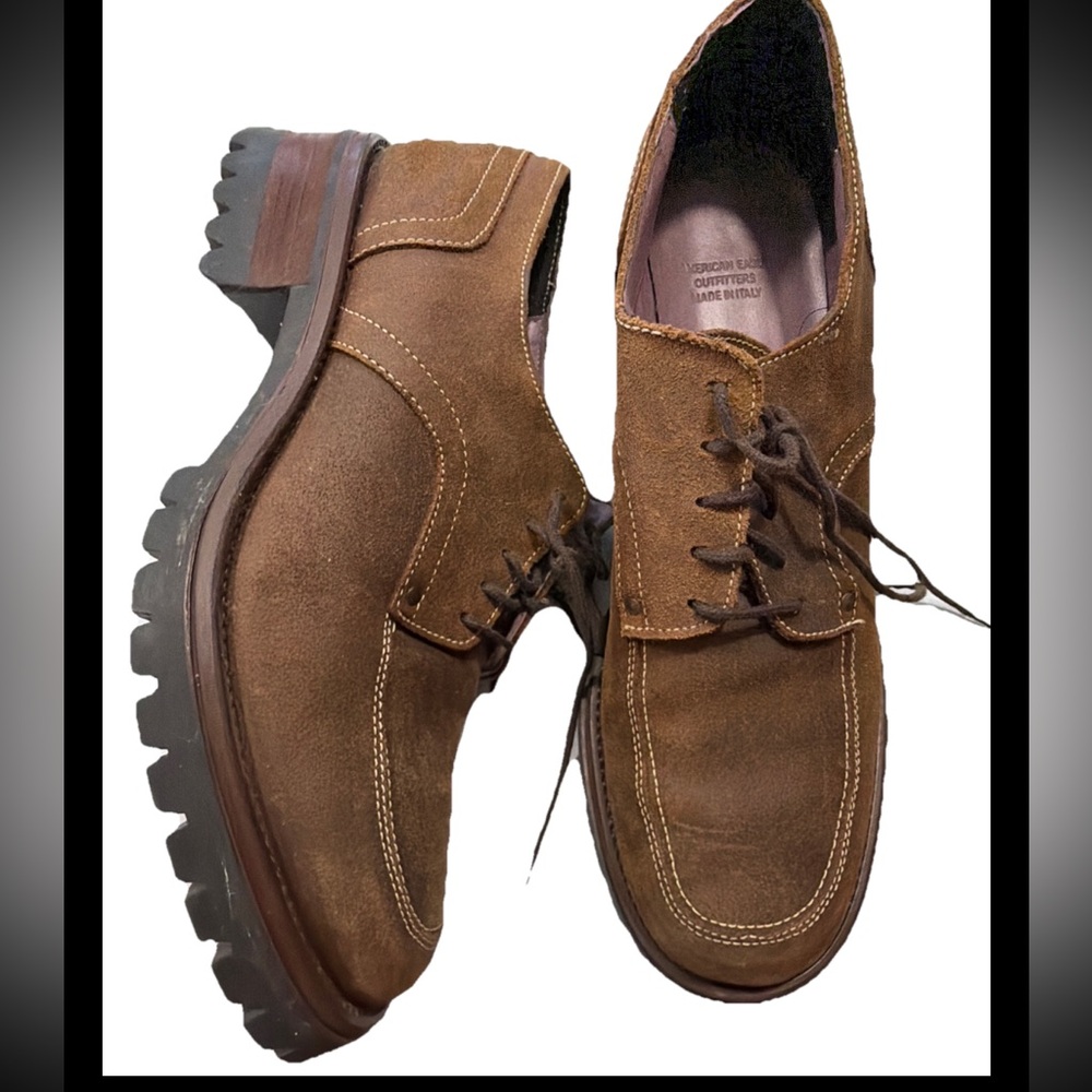 American Eagle Outfitters Women’s Size 9 Brown Suede Leather Lace up Shoes Italy